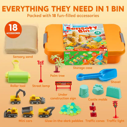 All-in-One Portable Sensory Bin: Mess-Free Play Sand & Construction Toy Set