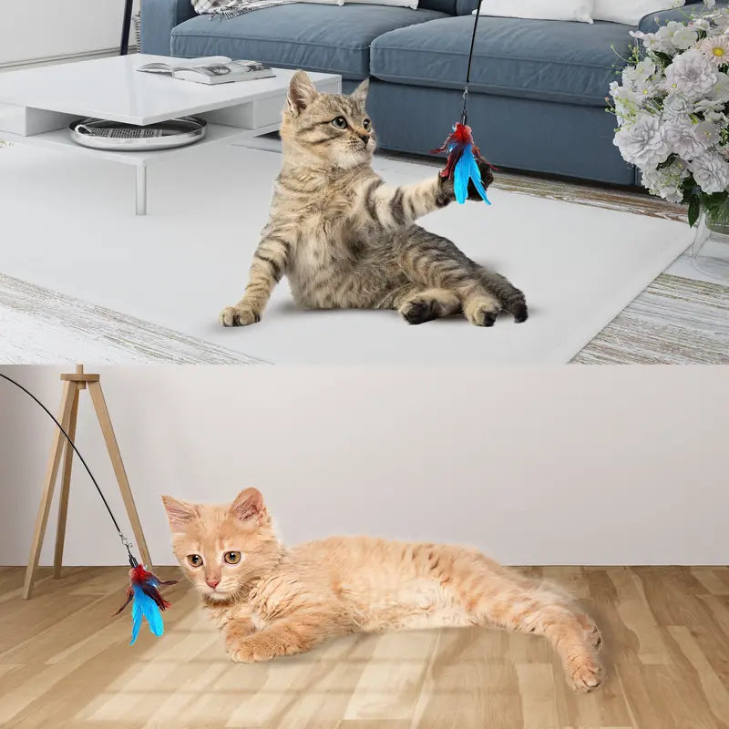 Interactive Feather Teaser Wand & Automatic Motion Cat Toy Set