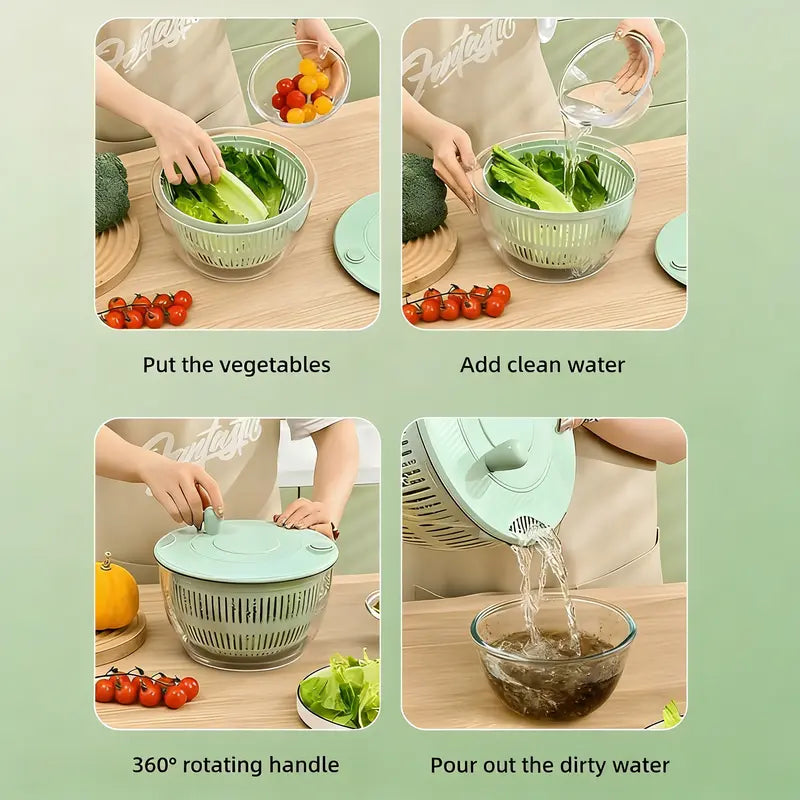 6-in-1 Multi-Functional Salad Spinner & Precision Mandoline Slicer Bowl