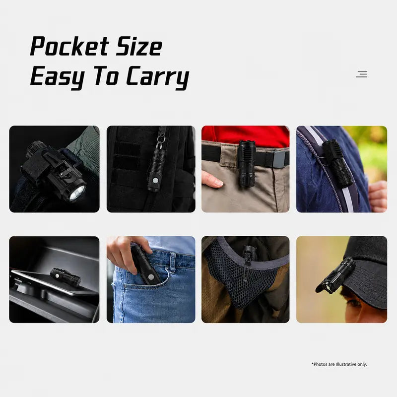 Ultra-Bright 3-LED Rechargeable Mini Flashlight - Compact Tactical Power Pocket Light