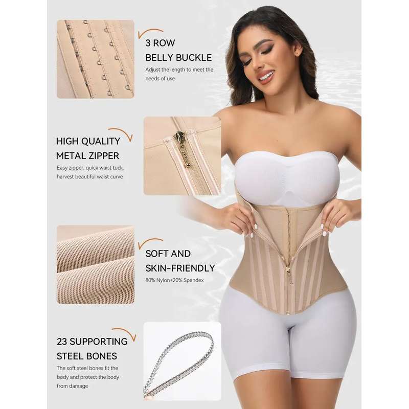 Instant Hourglass Shaping Waist Trainer with Zipper & Hooks
