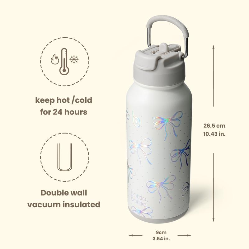 32oz Insulated Water Bottle – Dual Drinking Options with Hidden Storage Compartment