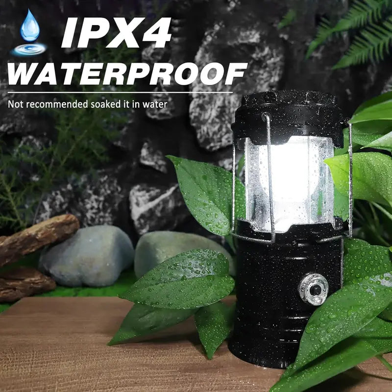 2-in-1 Solar Rechargeable Camping Lantern & LED Flashlight