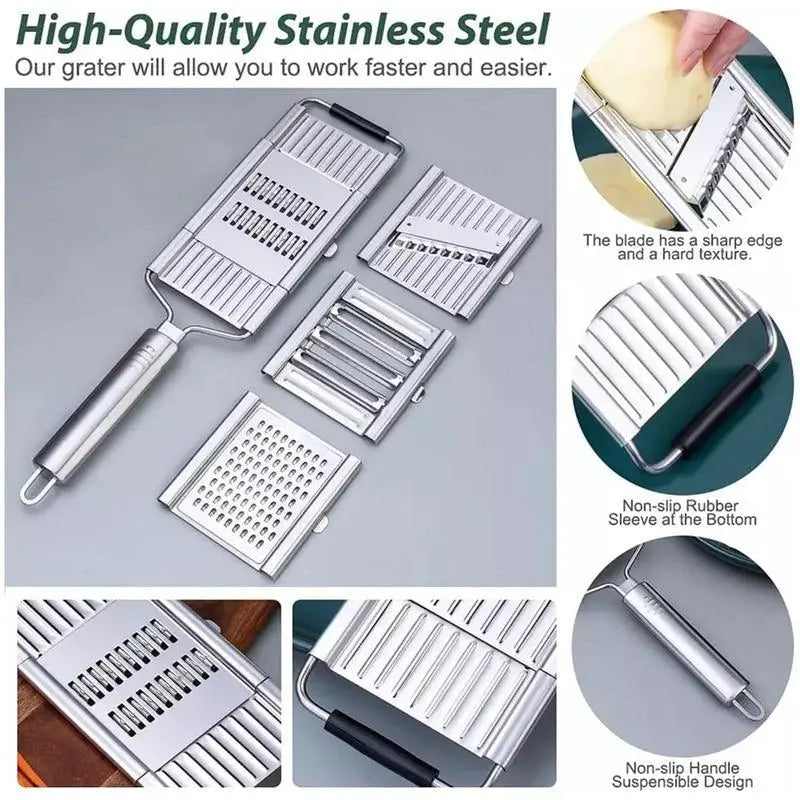 Multi-Blade Stainless Steel Vegetable Slicer & Grater Set