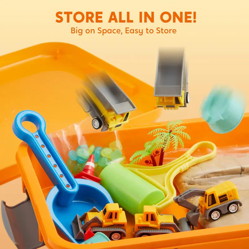 All-in-One Portable Sensory Bin: Mess-Free Play Sand & Construction Toy Set