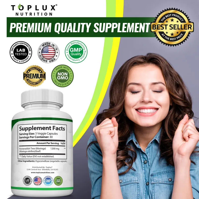 Ultra-Pure Organic Moringa 1200mg – Natural Energy, Joint Support & Daily Vitality