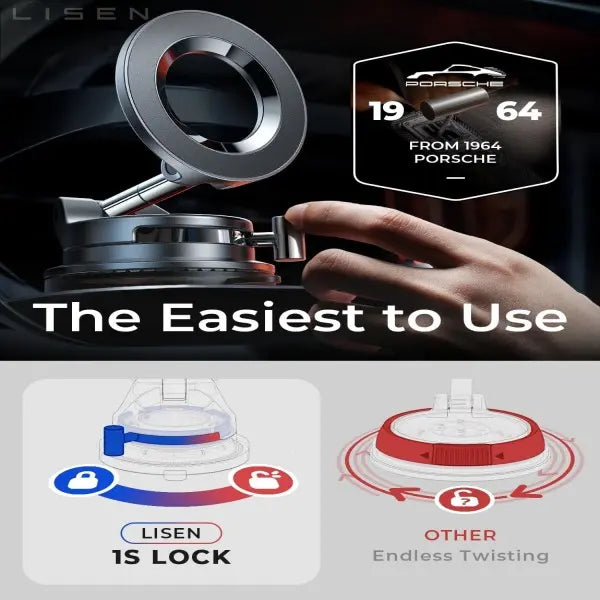 Ultra-Strong Vacuum Suction MagSafe Car Mount with 360° Rotation & Rock-Solid Stability