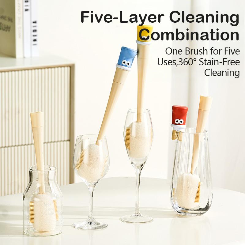 5-in-1 Multifunctional Cup & Bottle Cleaning Brush Set