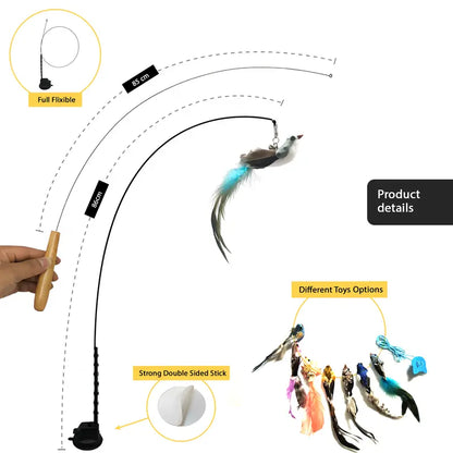 Interactive Feather Teaser Wand & Automatic Motion Cat Toy Set