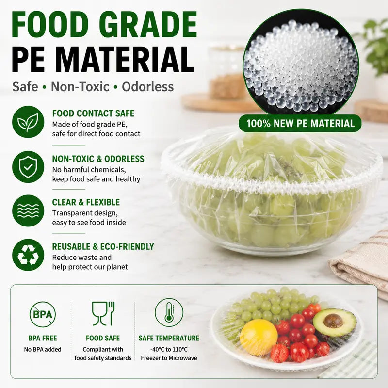 100Pcs Elastic Food Covers – Instant Stretch Seal for Ultimate Freshness