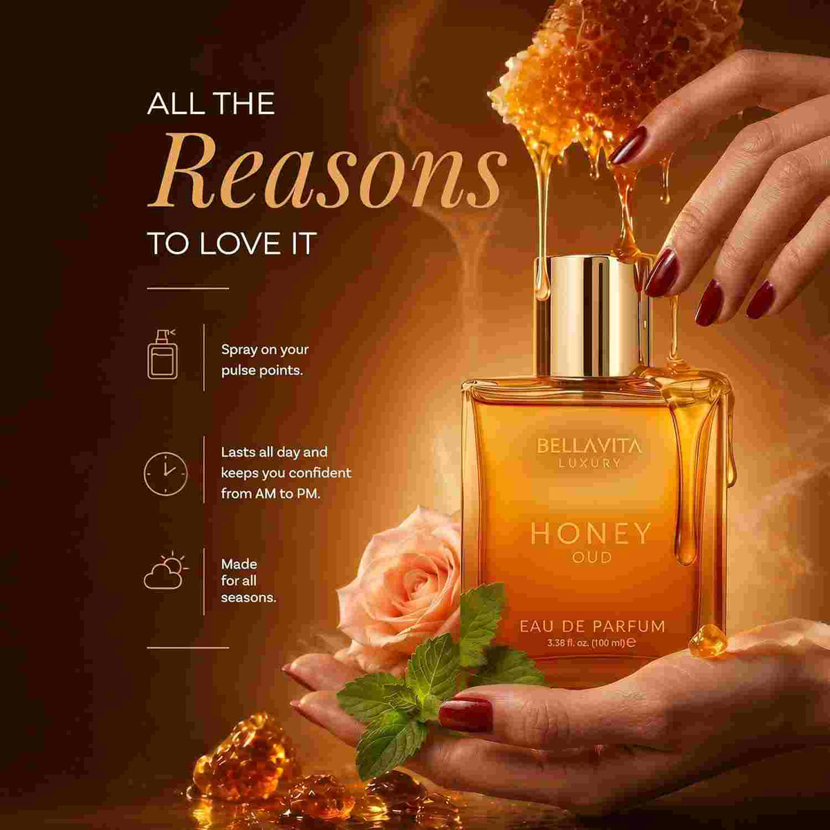 Long-Lasting Honey Oud Eau De Parfum – Sweet Warm Luxury Fragrance