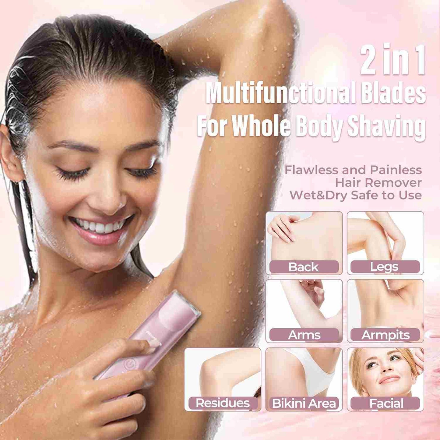 2-in-1 Electric Bikini Trimmer & Smooth Shaver for Women