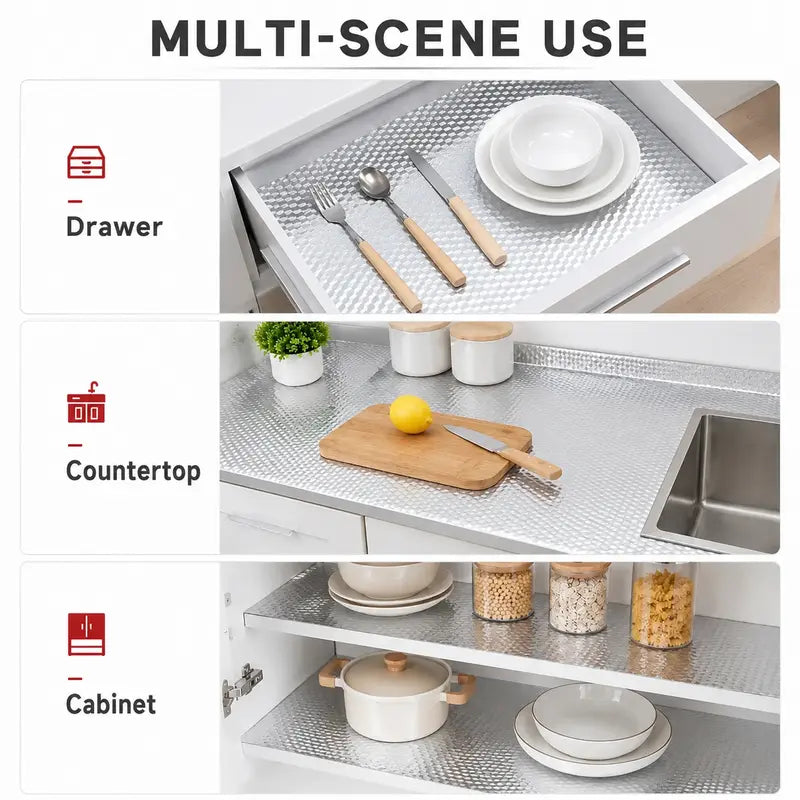Self-Adhesive Aluminum Foil Kitchen Backsplash & Shelf Liner Paper