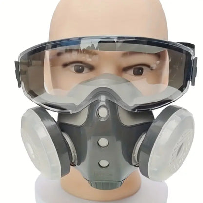 Dual-Filter Anti-Dust Respirator & Wide-Vision Safety Goggles Set