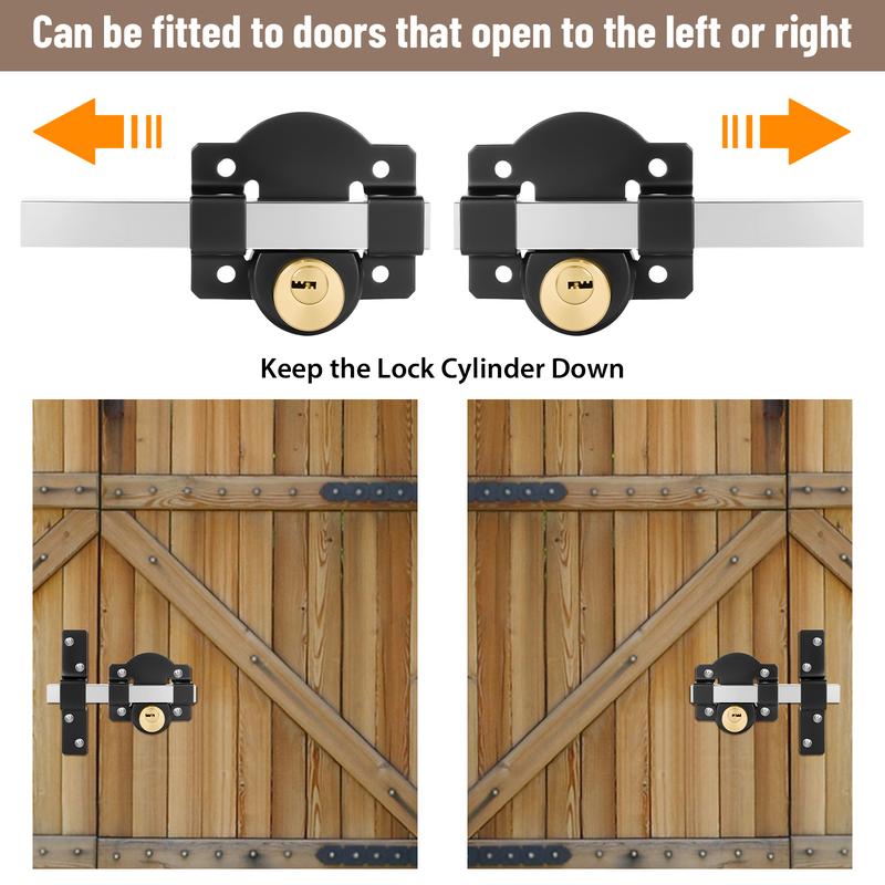 Double-Sided Barn Door Lock—Weather-Resistant Security Lock for Gates, Sheds, and Wooden Doors