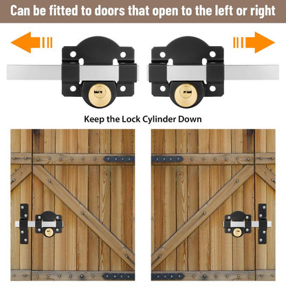 Double-Sided Barn Door Lock—Weather-Resistant Security Lock for Gates, Sheds, and Wooden Doors