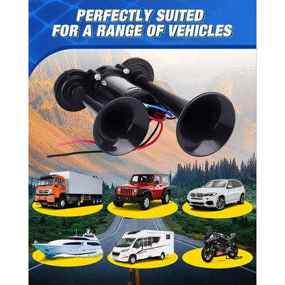 130dB Super Loud Dual Snail Air Horn Kit 12V