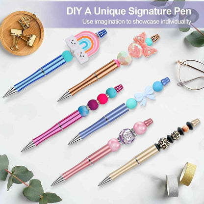 DIY Custom Beadable Pens Set – Smooth Writing Metallic Pens for Creative Crafting