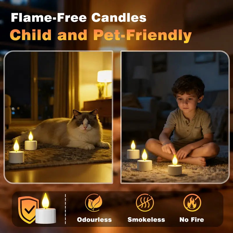 Rechargeable Flameless Tea Lights with Multi-Slot Charging Base & Remote