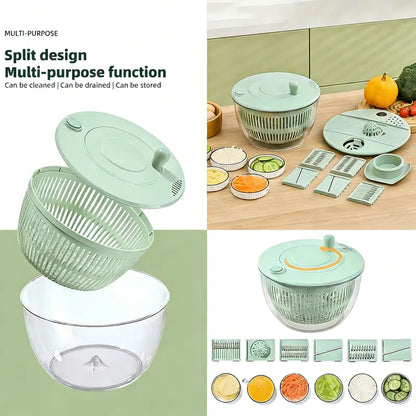 6-in-1 Multi-Functional Salad Spinner & Precision Mandoline Slicer Bowl