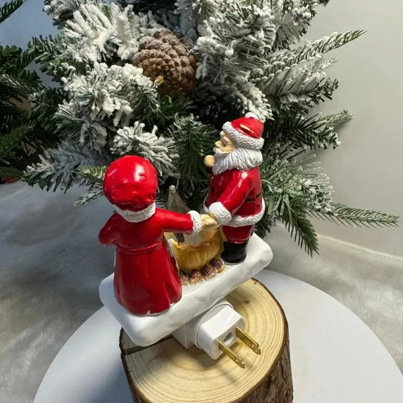 Flickering Campfire Santa & Mrs. Claus Night Light