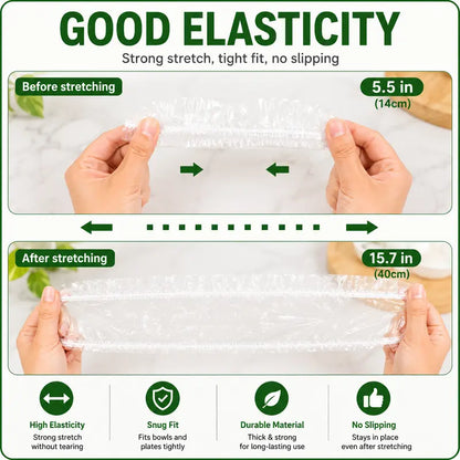 100Pcs Elastic Food Covers – Instant Stretch Seal for Ultimate Freshness