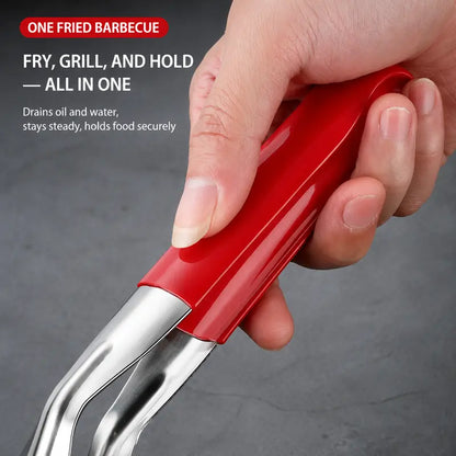 2-in-1 Stainless Steel Spatula Tongs: Grip, Flip & Drain Without Food Slipping