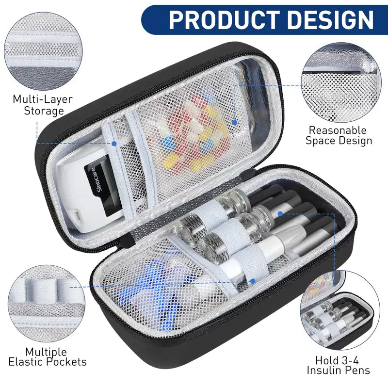Portable Digital Temp-Display Insulin & Medication Cooling Travel Case