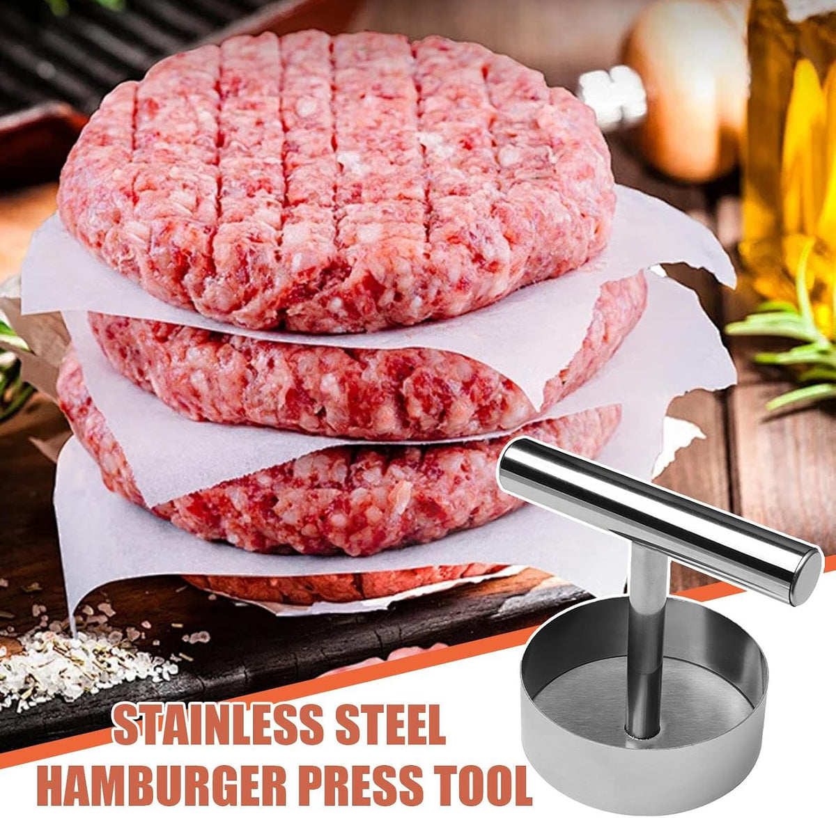 Stainless Steel Burger Press Patty Maker for Perfectly Uniform Smash Burgers