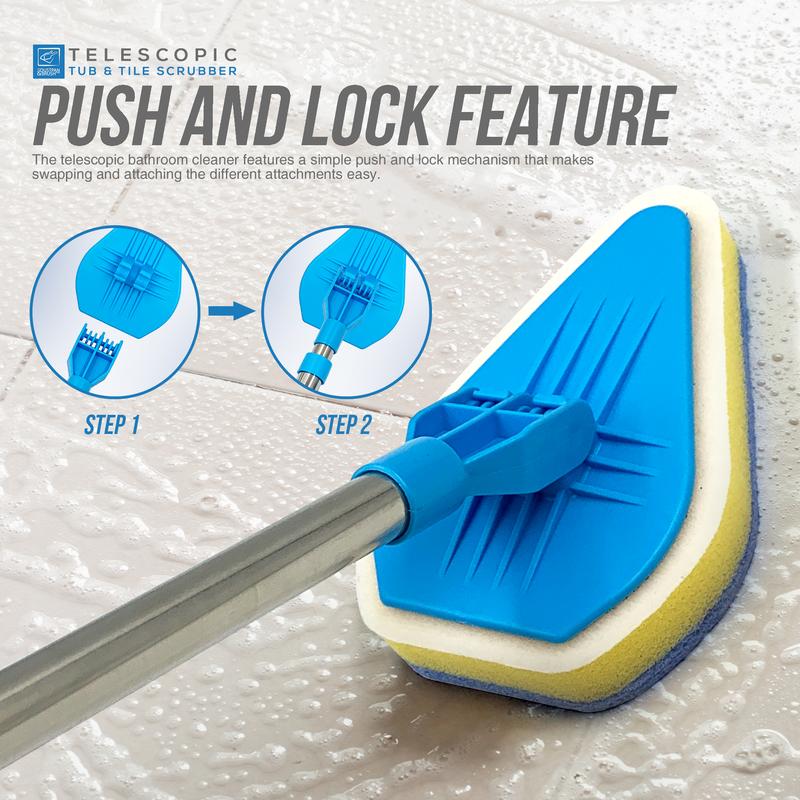 Reach high walls, deep corners and low surfaces with less bending and scrubbing effort.