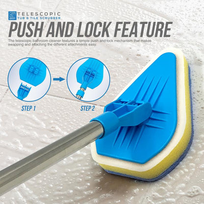 Reach high walls, deep corners and low surfaces with less bending and scrubbing effort.