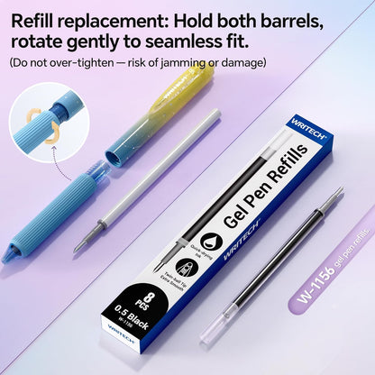 Aesthetic Gradient Gel Pens - Silent Click & Quick Dry Black Ink | 2 Pack per Set