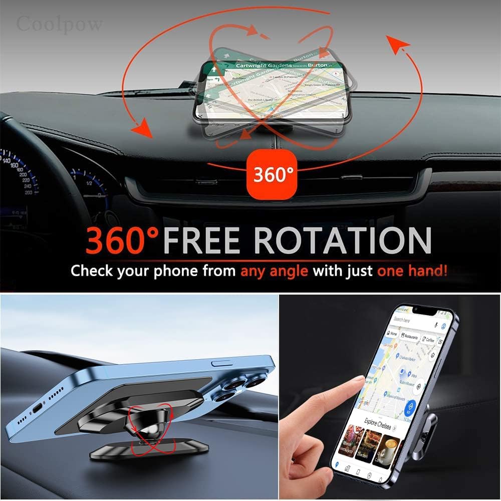 Ultra-Strong Magnetic Car Phone Mount for Dashboard & Smooth Surfaces