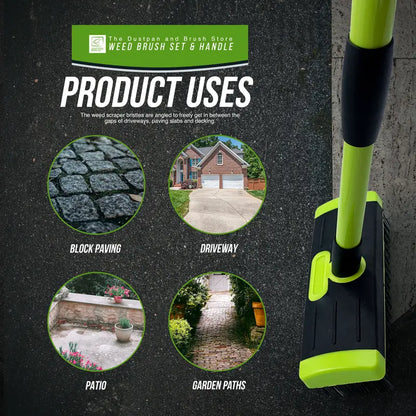 3-in-1 Weeding Brush – Long-Handle Wire Scraper for Patios, Driveways & Paving Gaps