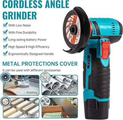 12V Cordless Mini Angle Grinder & Cut-Off Tool Set with 2 Batteries