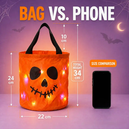 LED Light-Up Halloween Trick-or-Treat Candy Bucket with Ultra-Bright Night Visibility