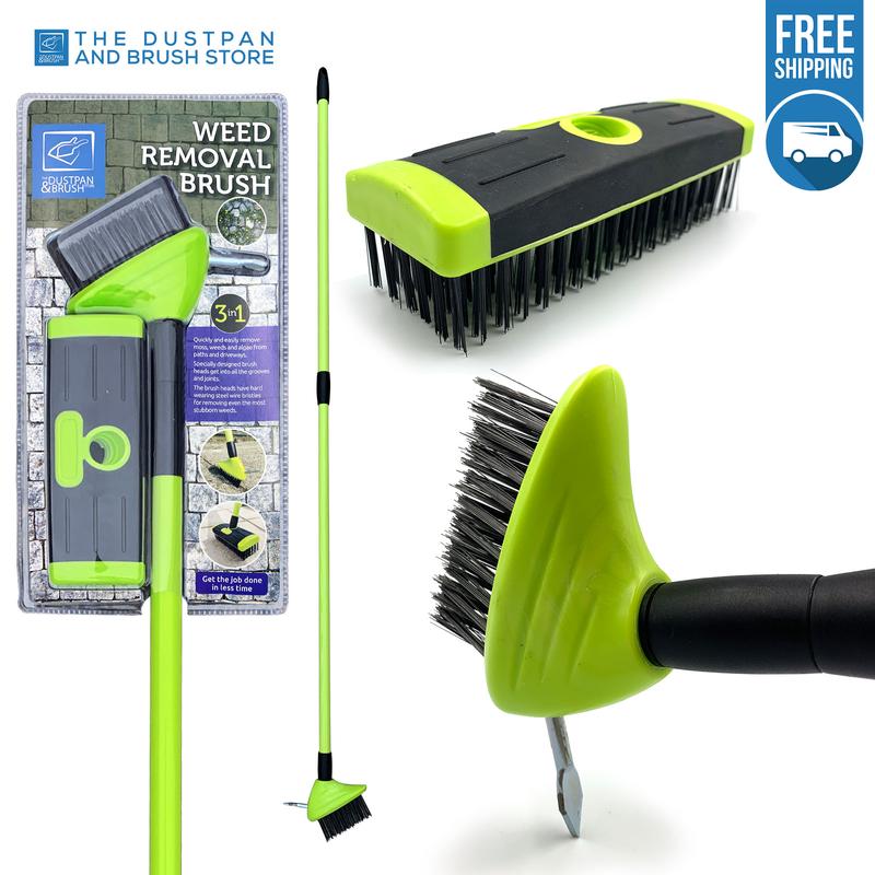 3-in-1 Weeding Brush – Long-Handle Wire Scraper for Patios, Driveways & Paving Gaps