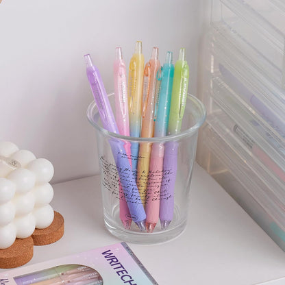 Aesthetic Gradient Gel Pens - Silent Click & Quick Dry Black Ink | 2 Pack per Set