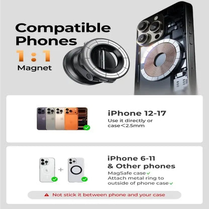 Ultra-Strong Vacuum Suction MagSafe Car Mount with 360° Rotation & Rock-Solid Stability