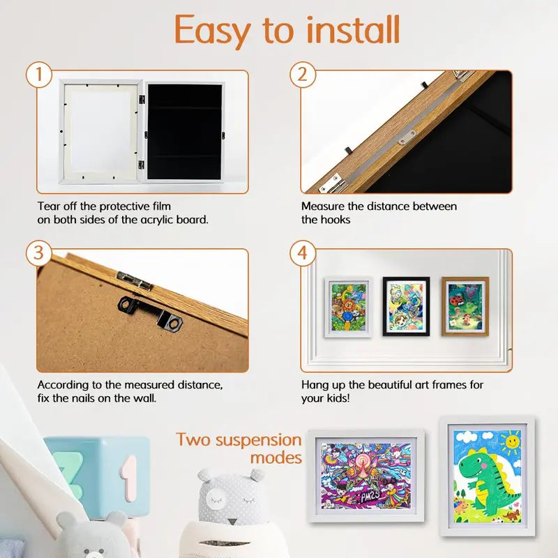 Changeable Kids Art Frame – Display Today's Masterpiece & Store Up To 50 Drawings Instantly