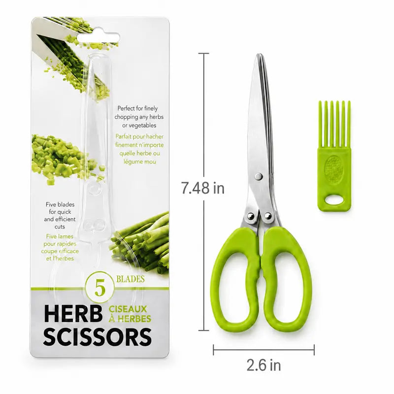 Snip Herbs 5X Faster: The Ultimate 5-Blade Stainless Steel Herb Scissors