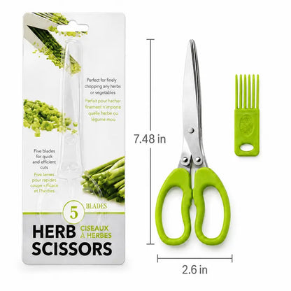 Snip Herbs 5X Faster: The Ultimate 5-Blade Stainless Steel Herb Scissors