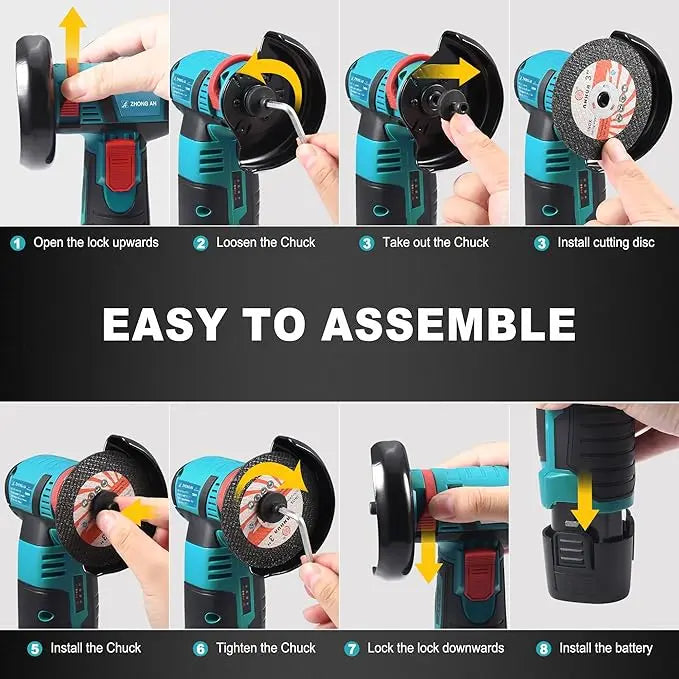 12V Cordless Mini Angle Grinder & Cut-Off Tool Set with 2 Batteries