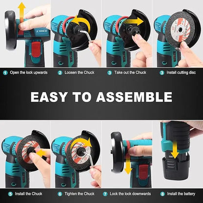 12V Cordless Mini Angle Grinder & Cut-Off Tool Set with 2 Batteries