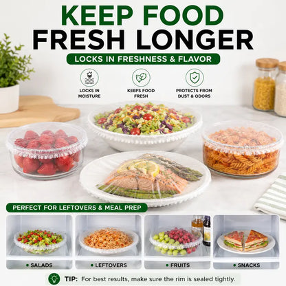 100Pcs Elastic Food Covers – Instant Stretch Seal for Ultimate Freshness
