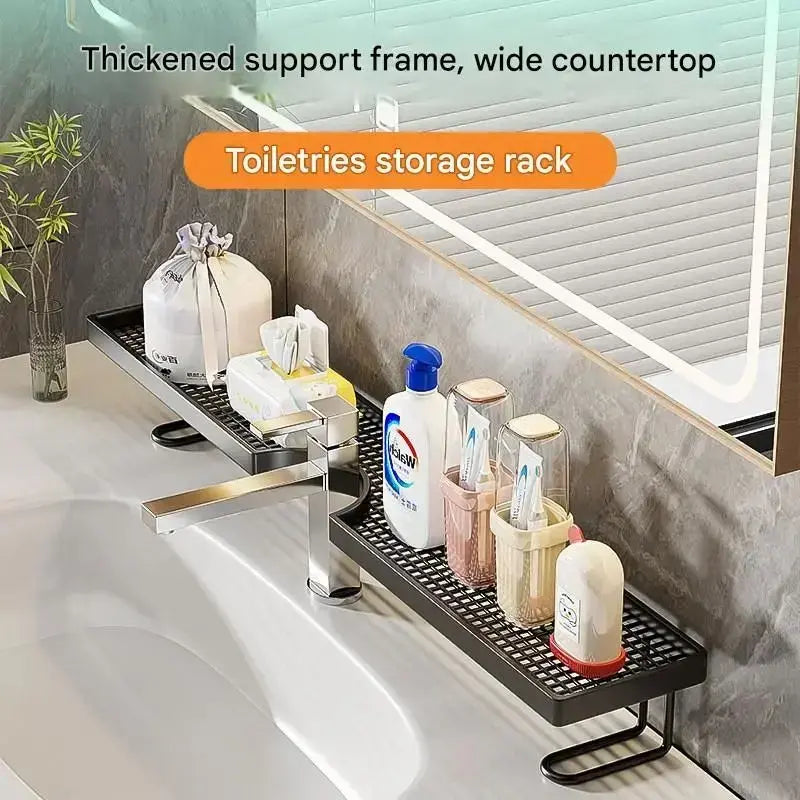 Zero-Drill Faucet Storage Rack: Instantly Double Your Sink Counter Space