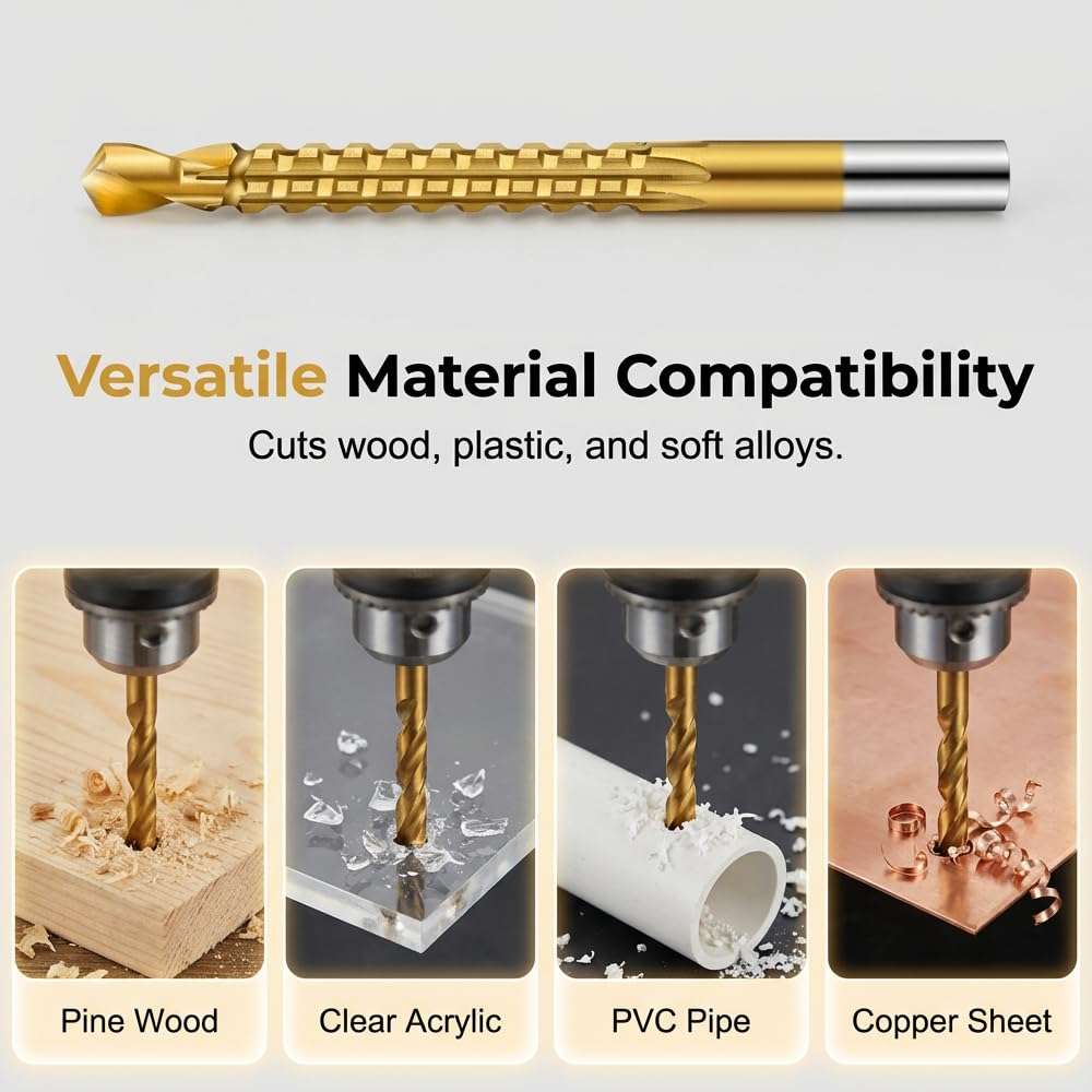 6-Piece Titanium Drill Saw Bit Set – Drill, Cut & Side-Milling in One Step