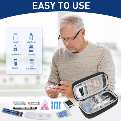 Portable Digital Temp-Display Insulin & Medication Cooling Travel Case