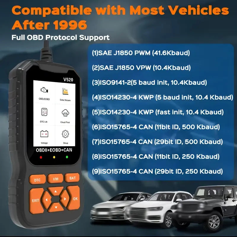 Universal OBD2 Car Diagnostic Scanner & Live Data Code Reader