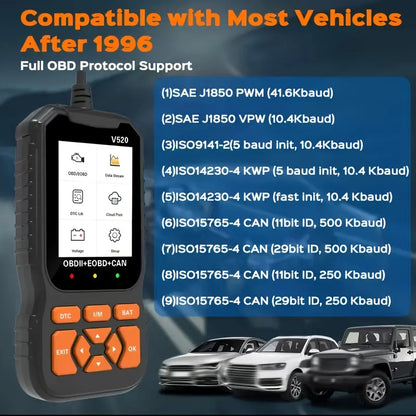 Universal OBD2 Car Diagnostic Scanner & Live Data Code Reader